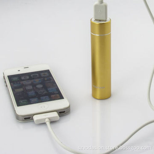 New Lipstick External Style Power Bank, 2600mAh Capacity, Rechargeable with Stainless Steel Design